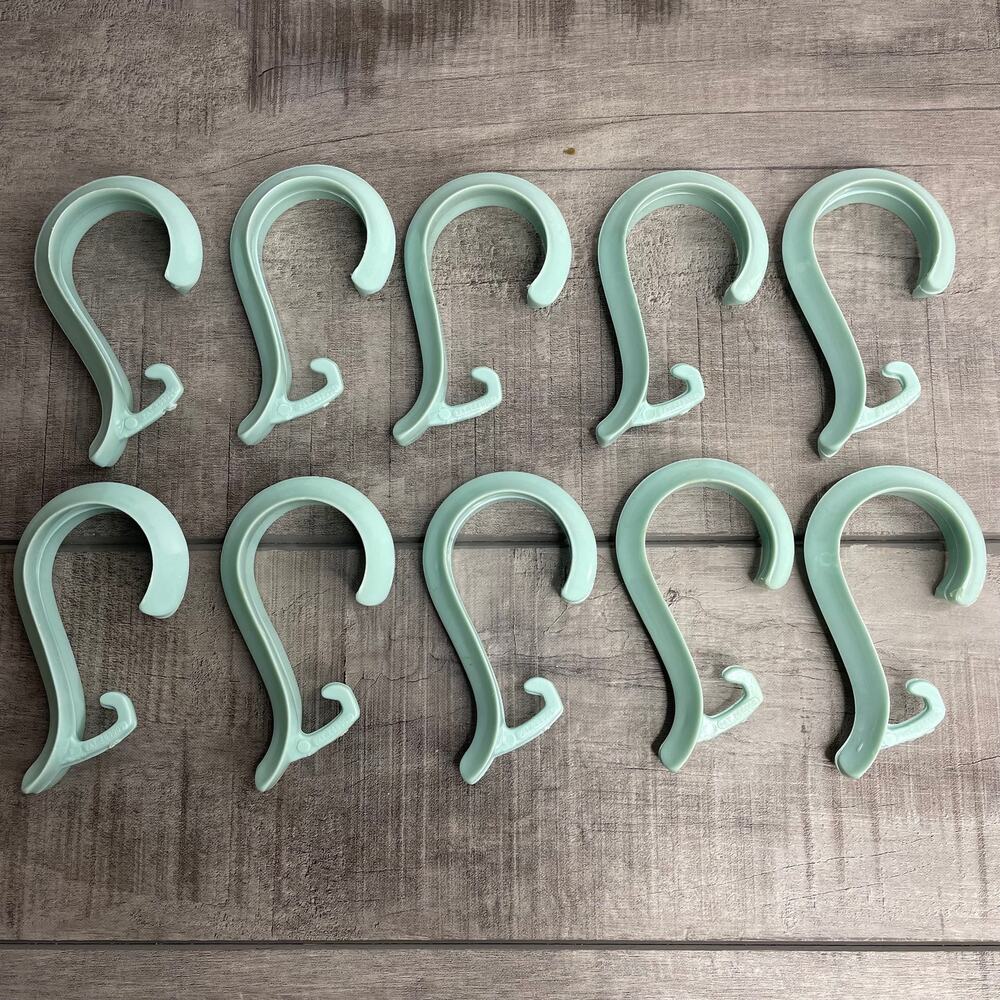 Vintage 50’s HYGIENE Baby Blue Hard Plastic Shower Curtain Hooks Set of 10
